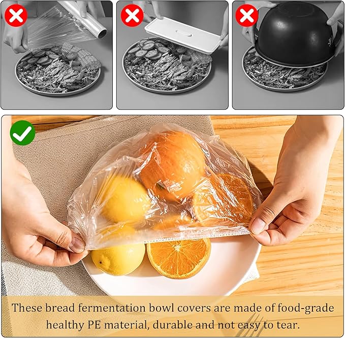 120PCS Reusable Bowl Covers for Bread Proofing, Elastic Plastic Covers for Sourdough Rising and Baking Supplies, Stretchable Wrap for Storage Containers