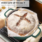 Large Dutch Oven Pot with Lid-7.5QT Cast Aluminum Oven Pot with Two Handles Lightweight for Bread Baking Braising and Roasting(Green)