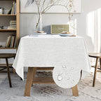 Waterproof Cotton Linen Tablecloths Round Dining Table Cloth, Wipe Clean Indoor & Outdoor Table Cover for Buffet Party and Banquets, Wrinkle Resistant（54" Diameter） White