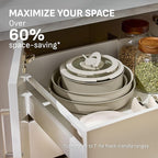 T-fal Ingenio Essentials Cookware Set with Detachable/Removable Handle 11 Piece, Granite Titanium Non Stick, Oven Broiler Safe 500F, Stackable, Pots and Pans Set, Frying Pans, Dishwasher Safe, Beige