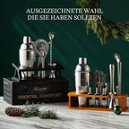 KITESSENSU Cocktail Shaker Set Bartender Kit, 6-Piece Silver Bar Set with Stand, Bar kit with Essential Bar Accessory Tools: Martini Shaker, Jigger, Strainer, Bar Spoon, Tongs, Opener