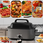 SUNVIVIPRO Roaster Oven 28 Quart, Electric Turkey Roaster with Self-Basting Lid, Removable Pan & Rack, Variable Temp Control, Stainless Steel, Grey