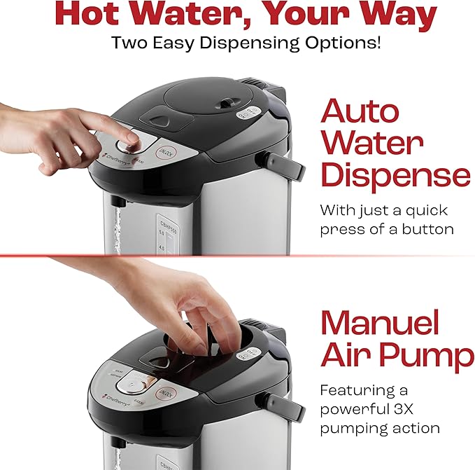 Premium 5.5 QT Hot Water Boiler and Warmer With auto dispense and Manual Pump, Quick Heatup and Keep-Boil Function for Instant On-Demand Hot Water Anytime, Boil-Dry Protection, ETL Approved