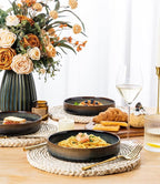 theterra 7.5'' Ceramic Pasta Bowls, Salad Bowls Set of 4, Stoneware Serving Bowls for Fruits, Noodle, Dinner, House-warming Wedding Present, Coca Mocha