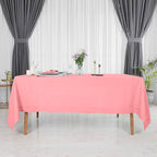 D'Moksha Homes Dusty Pink Linen Tablecloth for Rectangle Tables 60 x 84 Inch - Classic Hemstitch 100% Pure Linen Pink Table Cloth - Machine Washable Dining Tablecloth for Summer, Fall and Halloween