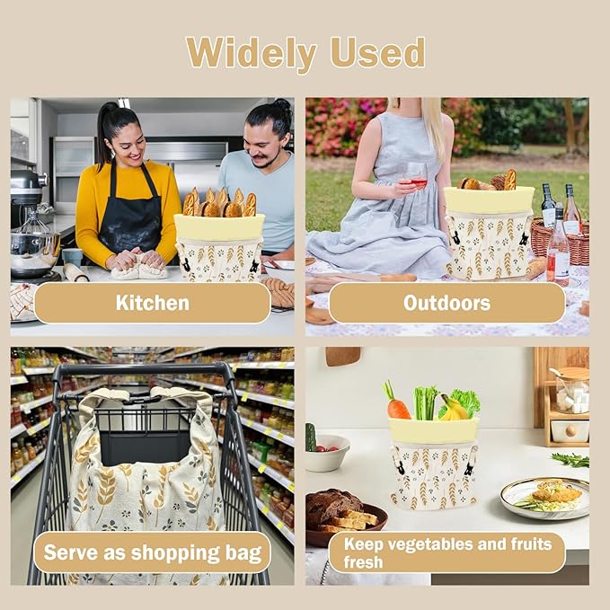 2-Pack Reusable Beeswax Bread Bags for Homemade Bread & Sourdough, Eco-Friendly Organic Food Storage Cloth Bag, Freezer-Safe & Freshness Preservation Longer, XL Large Capacity Portable (13’’x17’’)