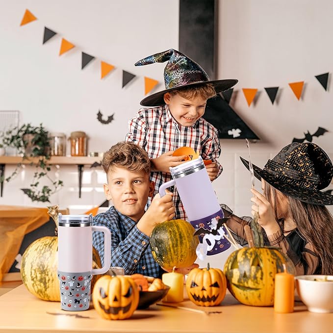 Halloween Boot for Stanley, Silicone Protector Sleeve for Stanley Quencher H2.0 FlowState Tumbler 40oz / Stanley Adventure Quencher Tumbler 40oz Cup Accessories (Gray)