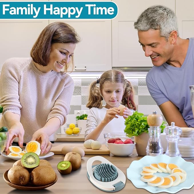 Egg Slicer & Dicer for Hard Boiled Eggs - Heavy Duty Cutter Dicer with Stainless Steel Wire, Cuts Strawberries, Kiwis & Soft Fruits Effortlessly - Easy-Clean Kitchen