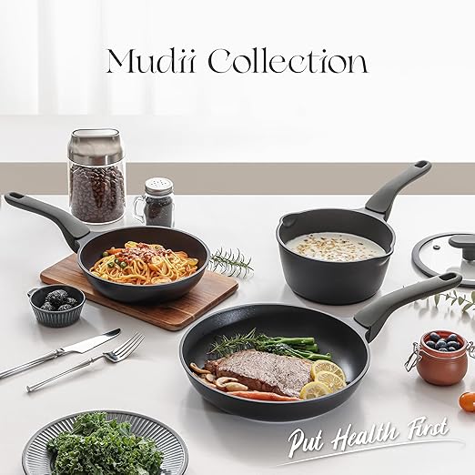 PRICUSIS Nonstick Frying Pan, 8/10/12 Inch Skillet with Stay Cool Handle, Fully Coated, Induction Compatible & Oven Safe, 100% Dishwasher Safe, PTFE & PFOA Free（12 Inch, Black Sesame）