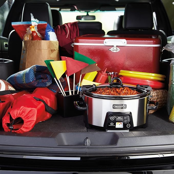 Crock-Pot 6 Quart Cook & Carry Programmable Slow Cooker with Digital Timer Stainless Steel (CPSCVC60LL-S) pack of 1