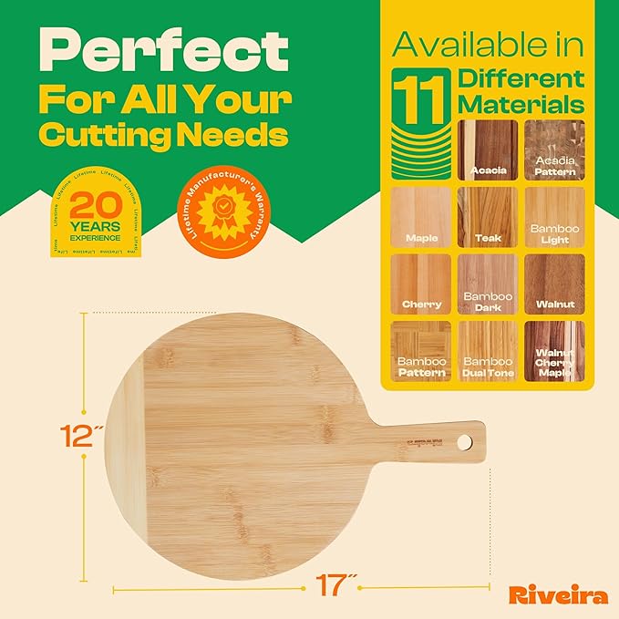 Riveira Two Tone Bamboo Wood Cutting Board – Gourmet Bamboo Grandeur: 17 x 12 Wooden Cutting Board – Wooden Cutting Boards For Kitchen Decorative – Innovative Juice Grooves Wooden Chopping Board