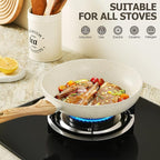 MICHELANGELO Granite Frying Pans, 8 Inch, 9.5 Inch and 11 Inch Nonstick Frying Pan Set with Anti-Scald Handle, White