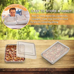 E-far Small Baking Pan with Lid, 9.4”x 7” x 2” Stainless Steel Rectangle Sheet Cake Pans for Toaster Oven, Metal Covered Bakeware for Cakes Brownies Casseroles, Non-toxic & Dishwasher Safe - Set of 2