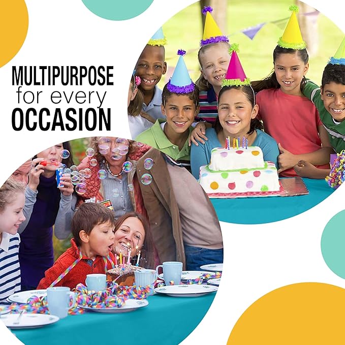 Exquisite Party Solids 54 Inch X 300 Feet Turquoise Plastic Table Cover Roll in A Cut - to - Size Box with Convenient Slide Cutter. Cuts Up to 36 Rectangle 8 Feet Plastic Disposable Tablecloths