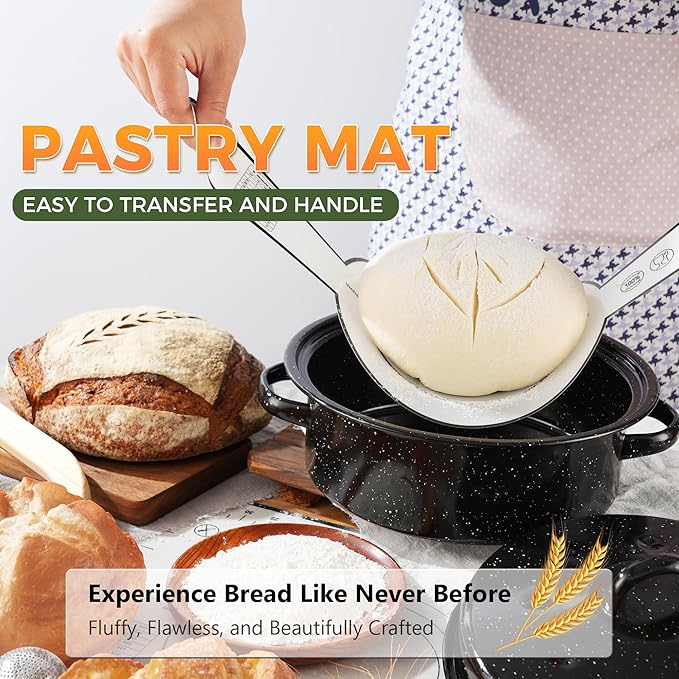 Sourdough Bread Baking Supplies 34 oz Sourdough Starter kit with Pot, 2 Silicone Bread Proofing Baskets, and Bread Making Tools Kit - Yellow