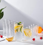 KOXIN-KARLU Hammered 24-ounce Plastic Tumbler Acrylic Glasses Drinking Cups, set of 6 Clear