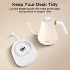 Mecity Electric Gooseneck Kettle With Keep Warm Function & LCD Display Automatic Shut Off Coffee Kettle Temperature Control Pour Over Kettle 1200 Watt, 0.8L, 120V, Off White