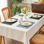 Romanstile Reversible Vinyl Placemats Set of 8, Faux Leather 100% Waterproof Oil-Proof Wipeable Place Mats, Heat Resistant Dual Sided Table Mats for Kitchen/Dining/Party (Grey Sky Blue, 12 x 17 Inch)