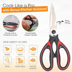 4-Piece Non-Toxic Cutting Board Set with Premium Scissors – BPA-Free Plastic and Rubber Chopping Boards for Kitchen Essentials with Organizer, Dishwasher Safe Accessories Holder.