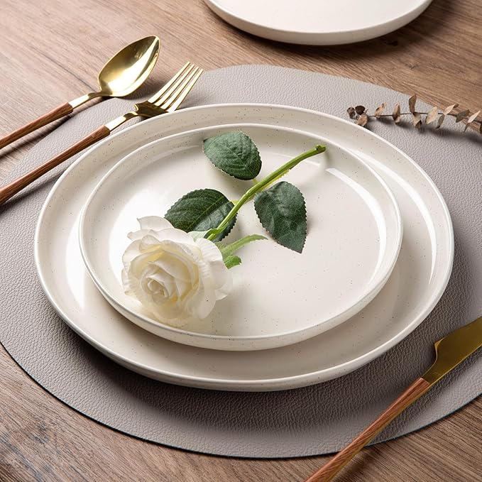 AmorArc Ceramic Dinnerware Sets for 8, 24 Pieces Handpainted Plates and Bowls Set with Rustic Terracotta Underside, Scratch Resistant Stoneware Dishes Set, Dishwasher & Microwave Safe, Multi-Color