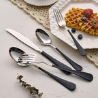 20-Pieces Black Silverware Sets for 4,Black Handle Stainless Steel Cutlery Set, Include Forks Spoons and Knives Set, Dishwasher Safe Utensil Sets for Home Restaurant