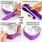 4-Piece Bake Even Strips, Super Absorbent Thick Cake Pan Dampen Strips, Keeps Cakes More Level and Prevents Crowning With Cleaner Edges