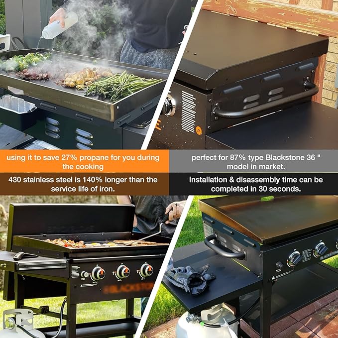 Upgradad Wind Guard for Blackstone 28 Inch Griddle,Blackstone Griddle Accessories Magnetic Stainless Steel for Grill,Wind Screen Protect Flame,Saving Propane,Compatible with Hood,Black