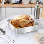 Herogo 8 x 8 Baking Pan Set of 2 for Oven, Stainless Steel Square Cake Pan for Lasagna Brownies Casseroles Cakes, Dishwasher Safe & Durable