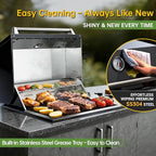 34-Inch Premium Built-In Liquid Propane Griddle for Outdoor Kitchen, 3-Burner Heavy Duty Stainless Steel Flat Top Grill with Lid, 48,000 BTUs, Large Cooking Area for BBQ Island, Outdoor Cooking, Black