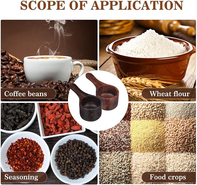 Yardwe 2Pcs Wooden Coffee Scoop Mini Measuring Spoons for Coffee Tea Sugar Milk Powder