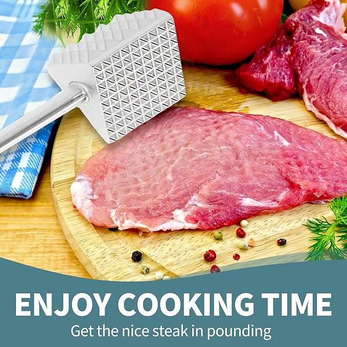 VOCOSTE Meat Tenderizer Mallet, Aluminum Alloy Kitchen Three-sided Meat Pounder Flattened, Meat Mallet Hammer, Steak Chicken Beef Tenderizer Tool
