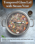 Cook N Home Stainless Steel Stockpot with Lid 12 Quart, Tri-Ply Clad Large Capacity Soup Pot, Induction Cooking pot, Silver