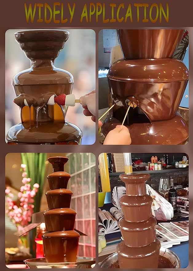 7-Tier Electric Stainless Steel Chocolate Melts Dipping Fondue Fountain Commercial Chocolate Fondue Fountain Machine 110V Chocolate Waterfall Heated Melting Machine for Party