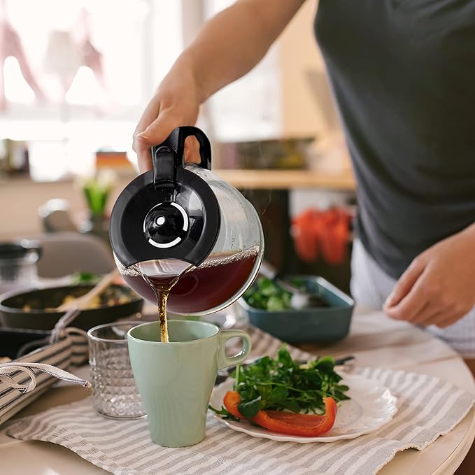 Mixpresso 10-Cup Drip Coffee Maker, Black Coffee Pot With Reusable Filter