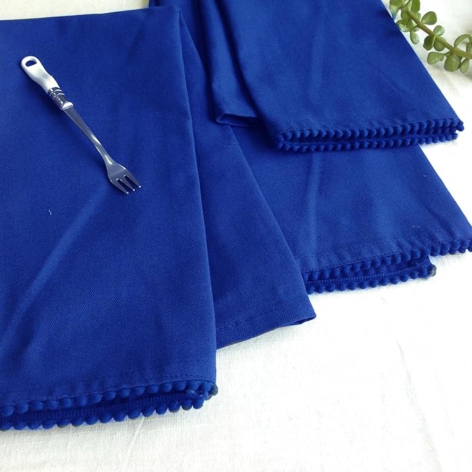 Kitchen Towels 100% Cotton Solid Kitchen Dish Cloths Hand Towel Reusuable Dish Towel for Cleaning & Drying Tea Towels Set with Hanging Loop - 18"x28" -Blue, Pack of 6