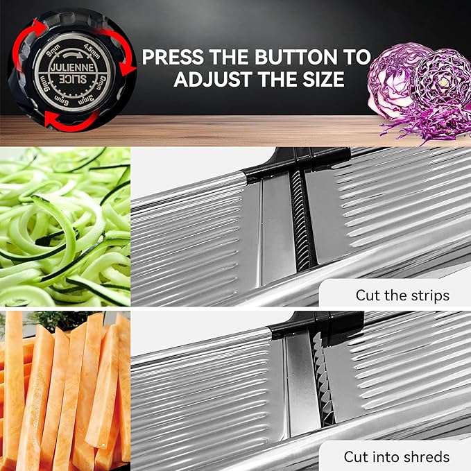 Mandoline Slicer,Mandoline Food Slicer for Kitchen,Mandolin,Vegetable Chopper,Adjustable Stainless Steel Veggie Onion Tomato Julienne Cutter（Wear cut-resistant gloves）