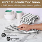 Native Fab 100% Cotton Striped Kitchen Towels - Set of 12-16"x26"- Basket Weave Stripe Dish Towels for Quick Drying, Absorbent Kitchen Wash Cloths Set with Hanging Loop - Black