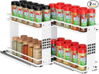 Nieifi Pull Out Spice Rack Organizer, 2 Tiers, White, Spice Organization for Cabinet, Height Adjustable, Easy to Install