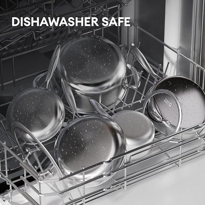 COOKER KING Stainless Steel Cookware Set, Pots and Pans Set Non Stick, Hybrid Ceramic Cookware,Non-Stick Frying Pans, Saucepans, Saute Pan & Stock Pot, Non-Toxic, Oven Safe, Induction Compatible