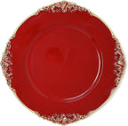 allgala 13-Inch 6-Pack Heavy Quality Round Charger Plates-Floral Red-HD80348