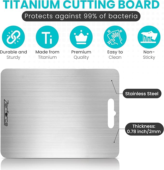 Titanium Cutting Board, Cutting Boards For Kitchen, 1 Pack Double-Sided Food-Grade Titanium Cutting Board For Cutting Meats, Fruits And Vegetables, Perfect Kitchen Gift for Home Cooks (15.74' x 11.81)
