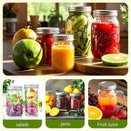 52Pcs Wide Mouth Canning Lids, Rings for Ball & Kerr Mason Jar Lids with Bands - Food Grade with Silicone Airtight Seal Split-Type Metal Large Ball Lids