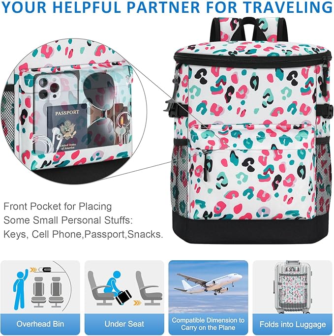 Cooler Backpack 33 Cans Backpack Coolers Insulated Leak Proof Soft Beach Cooler Bag for Men Women Ice Chest Backpack Camping Hiking Picnic Travel Cooler Lunch Backpack