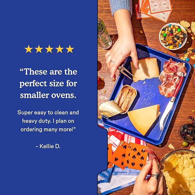 Great Jones Little Sheet Pan & Little Chill Rack Set (Pepper) | 13.5 x 9.5 Heavy-Duty Nonstick Pan & Cooling Rack | Baking Tray & Wire Rack for Cooking, Baking, Roasting | Oven & Dishwasher Safe