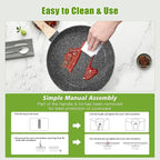 VOTTGO 19 Pcs Pots and Pans Set Non Stick, Black Granite Induction Cookware Set, Non Toxic Healthy RV Kitchen Cooking Set with Silicone Tools and Pot Protectors, PFOA PFOS PFAS Free