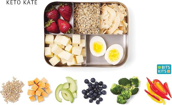 Stainless Steel Bento Box Lunch and Snack Container for Kids and Adults, 5 Sections