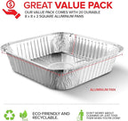 Stock Your Home Aluminum Pans 8x8 Disposable Foil Pans (20 Pack) - 8 Inch Square Pans - Tin Foil Pans Great for Cooking, Heating, Storing, Prepping Food