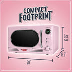 Nostalgia NRMO11PK6A 1000 Watt Power Retro Countertop Microwave Oven Easy to Clean with Removable Glass Turntable-Child Safety Lock-12 Programs-Digital Clock, 1.1 Cu. Ft, Pink