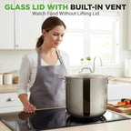 NutriChef 19-Quart Stainless Steel Stockpot – 18/8 Food Grade Heavy-Duty Induction-Compatible Pot with See-Through Lid, Ideal for Stews, Broths, Simmering & Soups, Dishwasher Safe – NCSP20