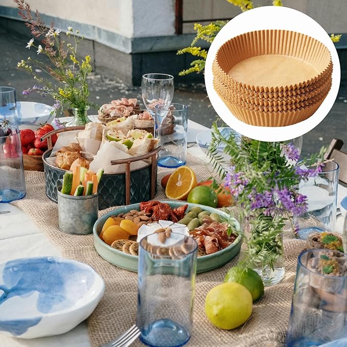 Air Fryer Liners Disposable,200PCS Victoyaw 9 Inch Round Air Fryer Parchment Paper Liners for 5-8QT Air fryer,Easy to Clean Non-Stick Waterproof Airfryer Paper Liner